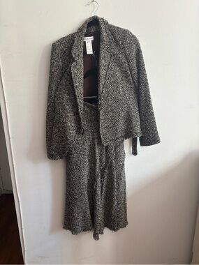 Gerard Darel black & gray tweed jacket and skirt wool set